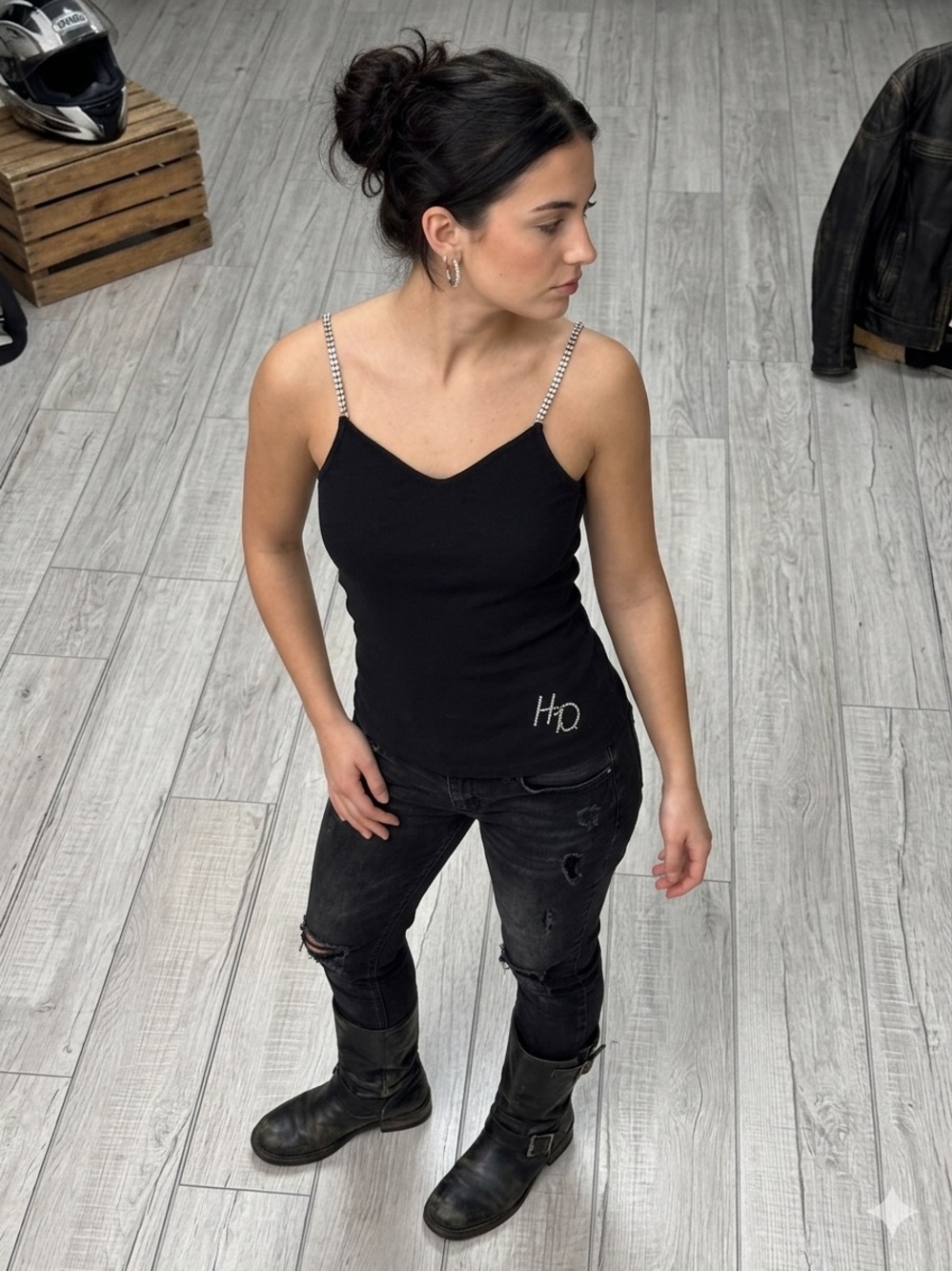 Harley Davidson Rhinestone Double Strap Cami